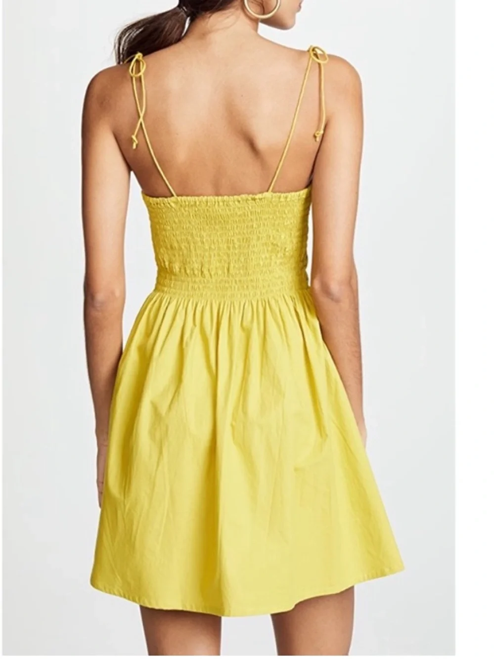 Cleobella Lennon Tie Strap Sleeveless Corset Cotton Mini Dress Golden Yellow S - Picture 2 of 10